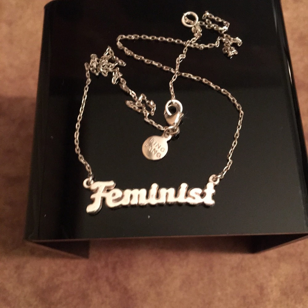 🔵BING BANG NIB AUTHENTIC GENUINE STERLING SILVER ‘FEMINIST’ NAME PLATE NECKLACE